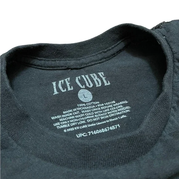 Ice Cube Graphic T-Shirt Modern Band Singer Men’s Large Black Blue Flames - Picture 4 of 4